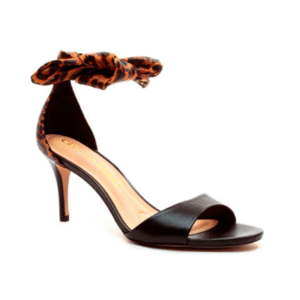 Sandália Cecconello New Venetto Couro preto,onça/bege